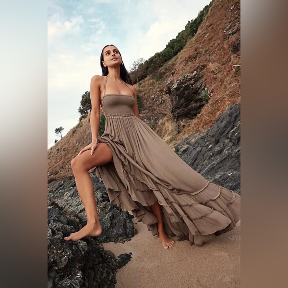 Free People Extratropical Maxi Dress Olive Stone